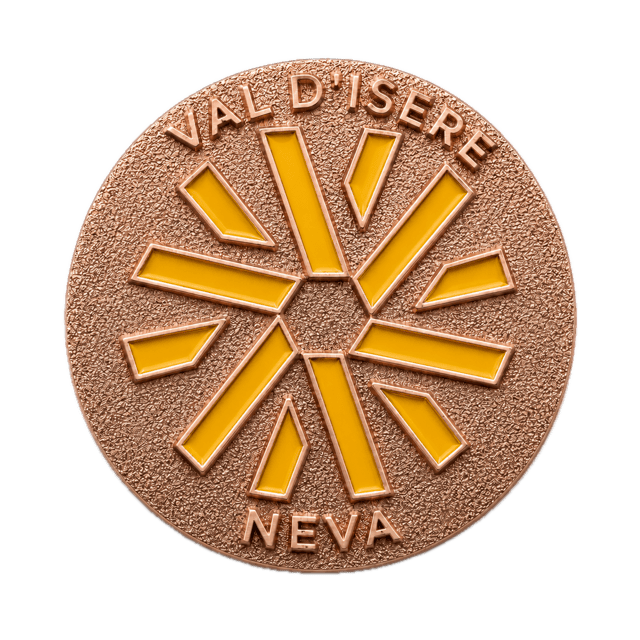 Les médailles Neva 144 Médaille Neva SKI Val d'Isère niveau Loupiot, étoile jaune, fond transparent