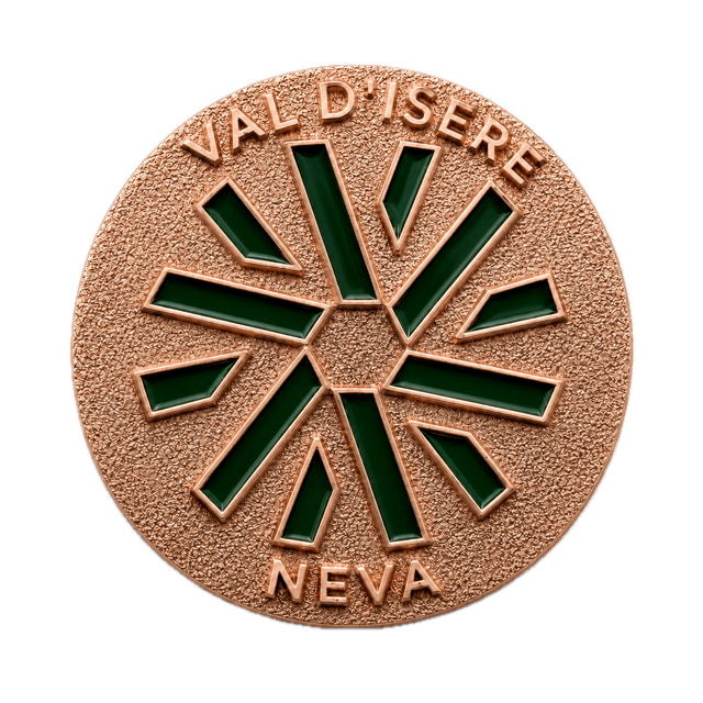 Les médailles Neva 148 Médaille Neva SKI Val d'Isère en bronze, étoile verte, fond transparent